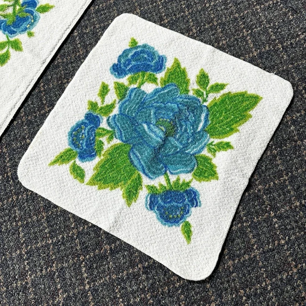 Vintage Fieldcrest‎ Retro blue towel set bath hand washcloth 1970s